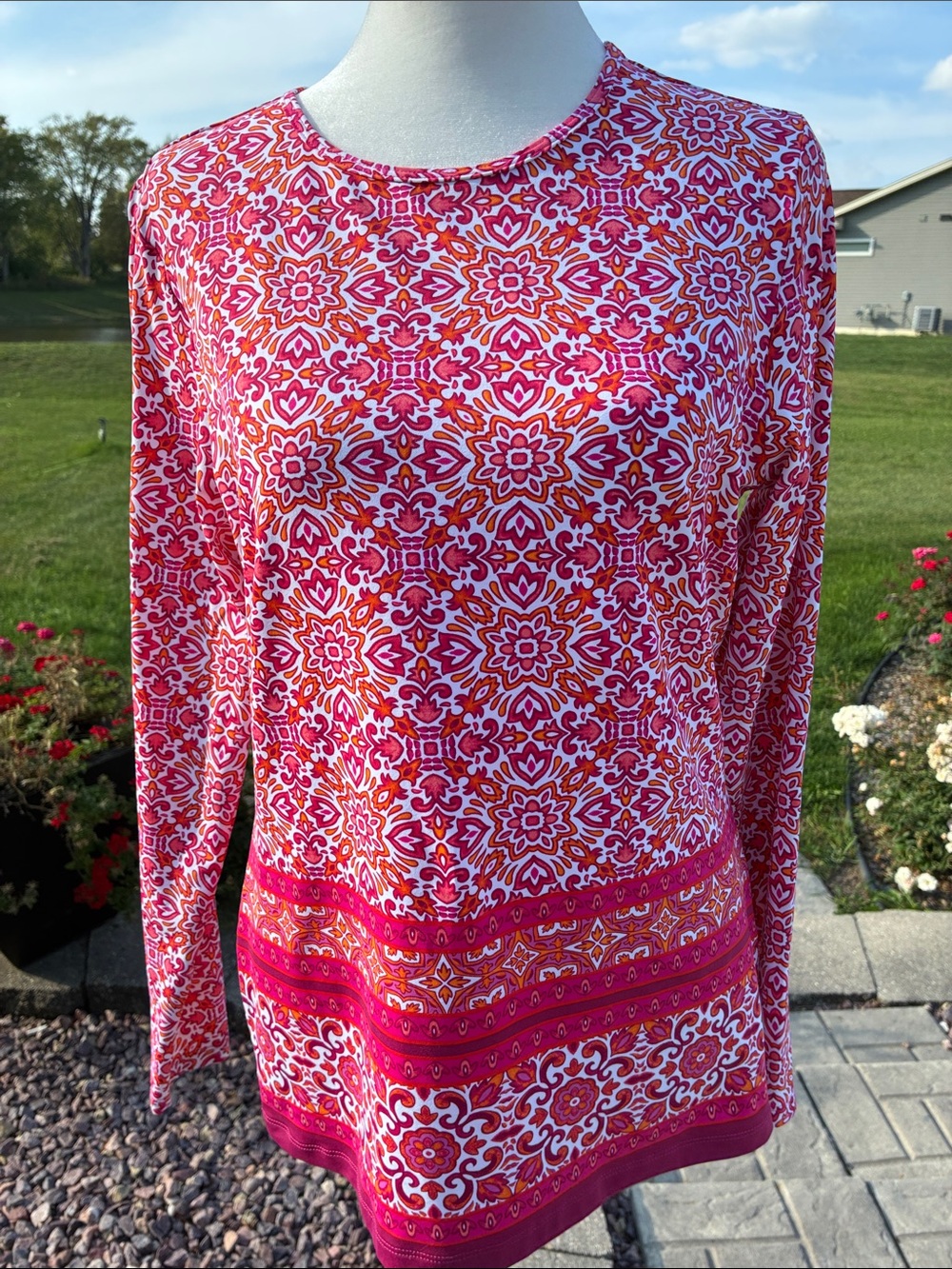 Lands' End Pink & Magenta Floral-Print Long Sleeve Top